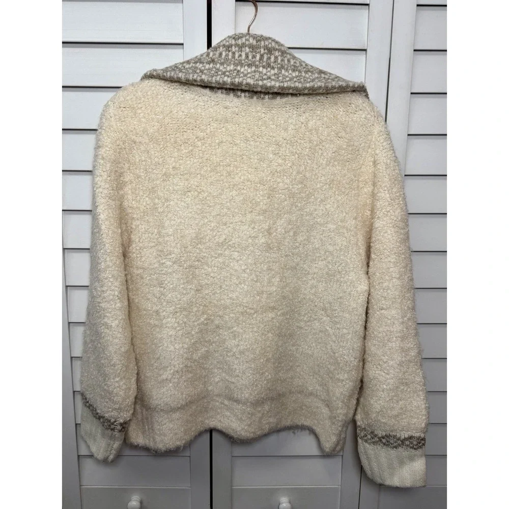 Elie Tahari Wool Blend Crochet Collar 1/4 Zip Cozy Sweater Women's Size Medium
